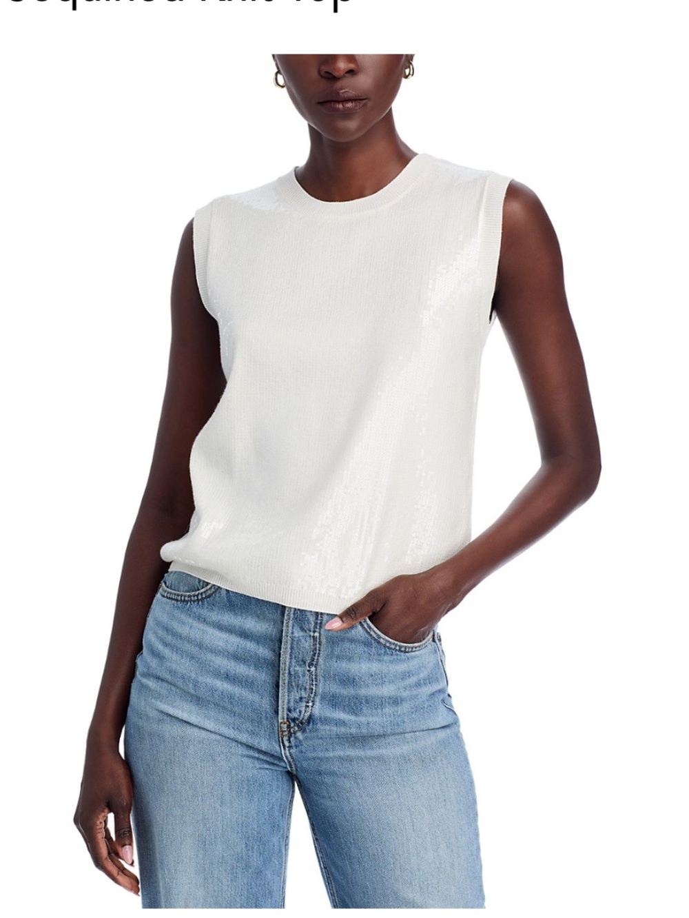 Sanctuary white sequin sleeveless top size small
